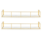 Kate and Laurel Benbrook 24 inch 2-Pack Wood and Metal Floating Wall Shelves, White and Gold
