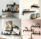 Elegant Black Wood Floating Shelves With Wall Mount - Modern 3 Pack Home Decor