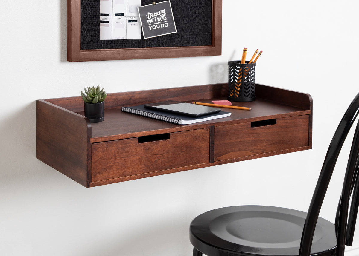 Kate And Laurel Wood Floating Shelf, 28 In x 12 In, Walnut Brown
