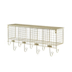Linon Four Cubby Metal Wall Shelf in Gold
