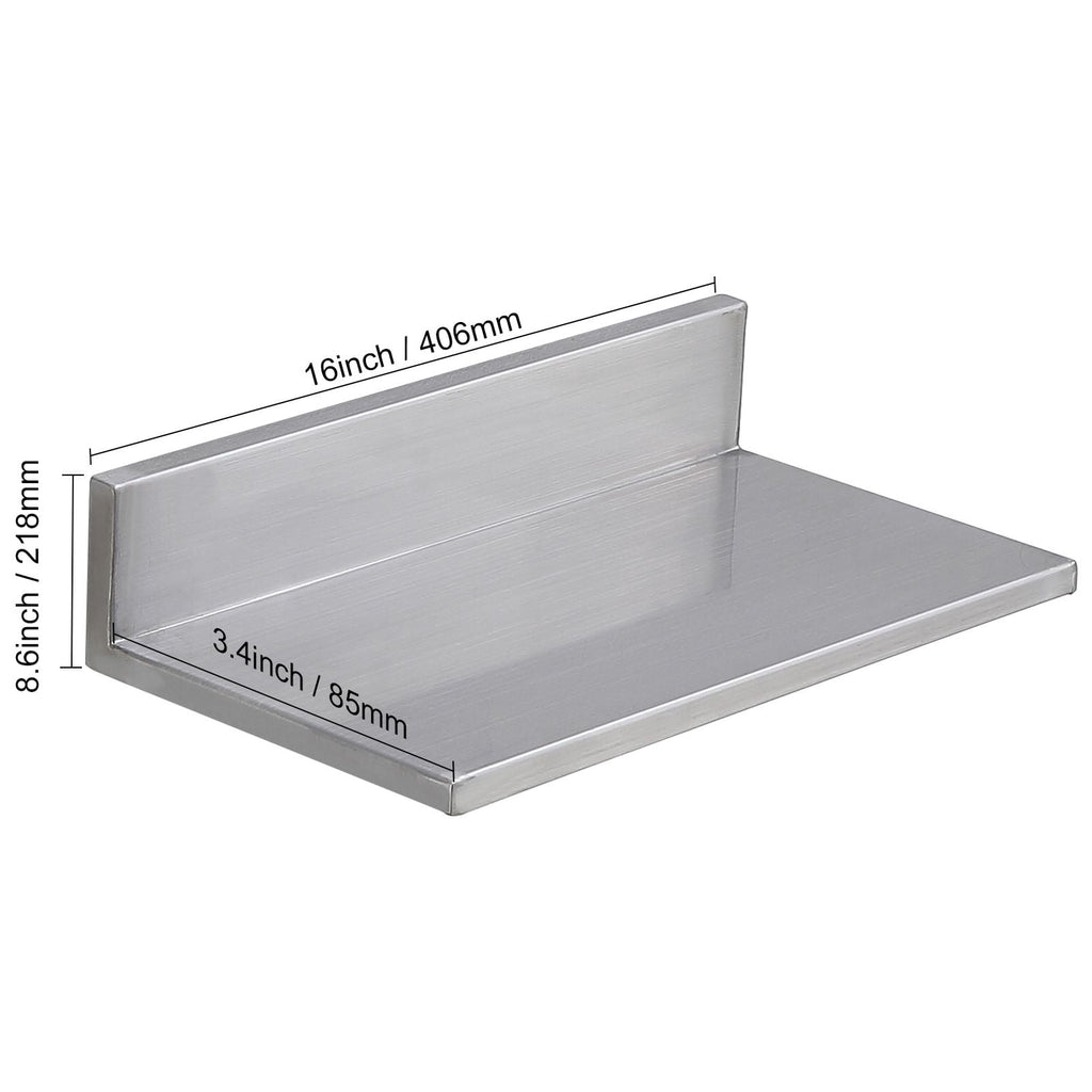 Wall-Mounted Stainless Steel Floating Shelf, 430 Stainless Steel, 44 lbs Capacity, L-Shape Design, for Kitchen Bedroom Garage