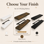 MEHOOM 36" Rustic Solid Wood Floating Shelves for Wall Set of 2, Brown Book Shelves,Wall Shelves for Bathroom,Bedroom,Living Room,Kitchen,Study Room, Kids Room, Farmhouse Decor