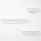 Gallery Solutions Traditional Distressed White 3 Piece Floating Ledge Shelf Set