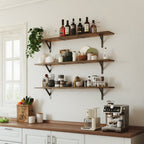 Farmhouse 48″W x 8″D Brown Floating Shelves Set of 3,Wood Book Shelves for Decor
