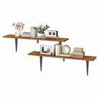 HOOBRO Set of 2 39.4-Inch Floating Wall Shelves with Metal Brackets, Rustic Brown