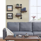 Danya B. 3-Tier Vertical Floating Staggered Industrial Rustic Pipe Shelving Unit - Wall Mount