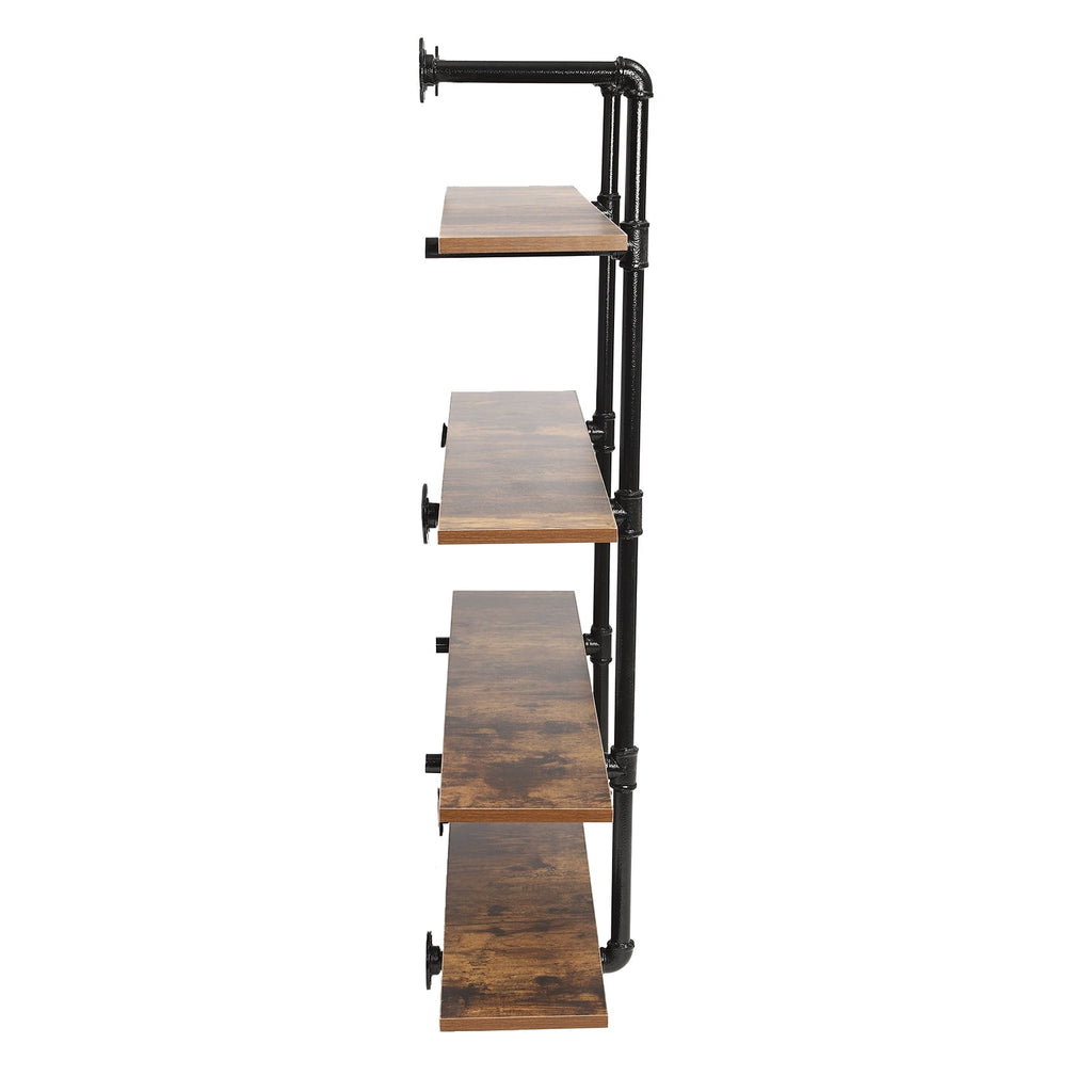 Industrial Pipe Shelving Wall Mounted Rustic Metal Floating Shelves, Steampunk Real Wood Book Shelves For A Living Room, Supermarket, Bedroom