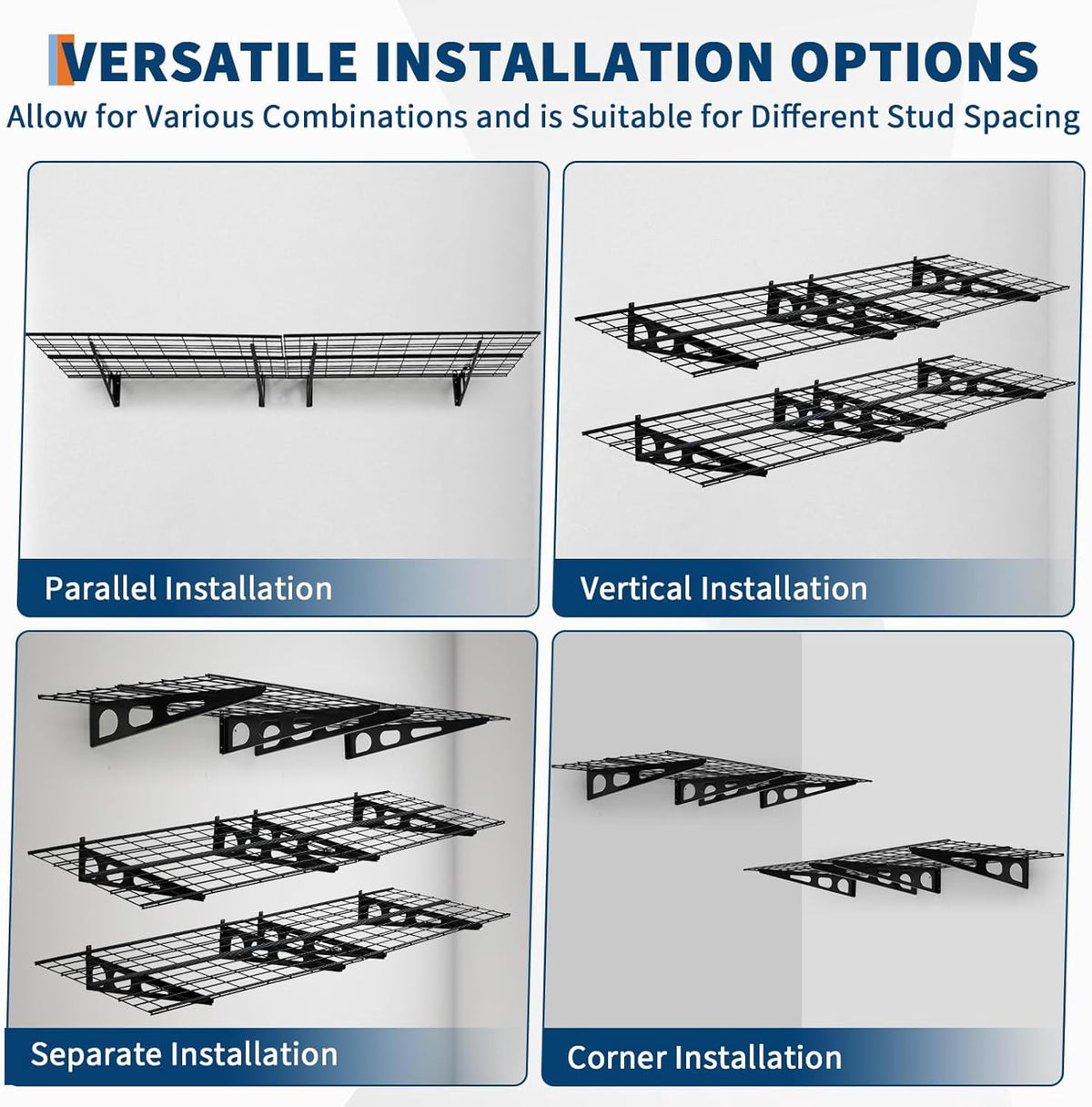 Garvee 2 Pack 2x6Ft Garage Storage Shelving Wall Mounted, 24-Inch-By-72-Inch 1600 Lbs Heavy Duty Storage Shelves, Wall Shelve Garage Storage Rack Floating Shelves Organization for Warehouse, Laundry