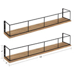 Kate and Laurel Benbrook 24 inch 2-Pack Wood and Metal Floating Wall Shelves, Rustic Brown and Black