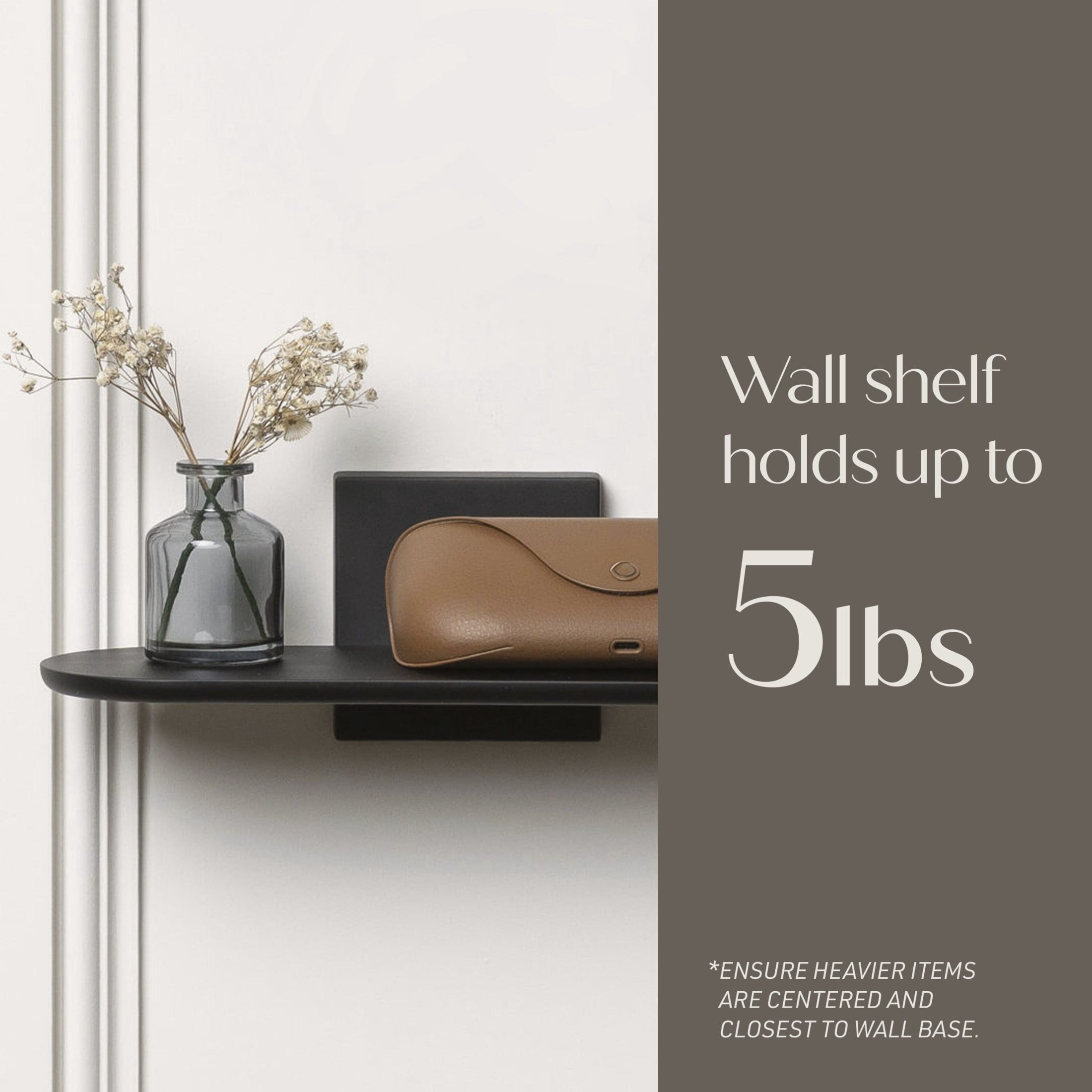 Command Decor Metal Wall Shelf, Matte Black, Holds 5 lbs, 1 Shelf, 8 Large Adhesive Strips