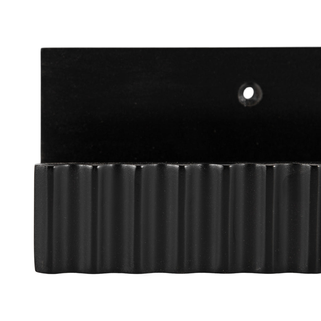 Kate and Laurel Furrow Modern Wood Photo Display Ledges, Set of 2, 24 Inches, Black, Scalloped Floating Picture Ledge Shelf Set with Lip for Use as Dorm Book Shelves or Gallery Wall Decor