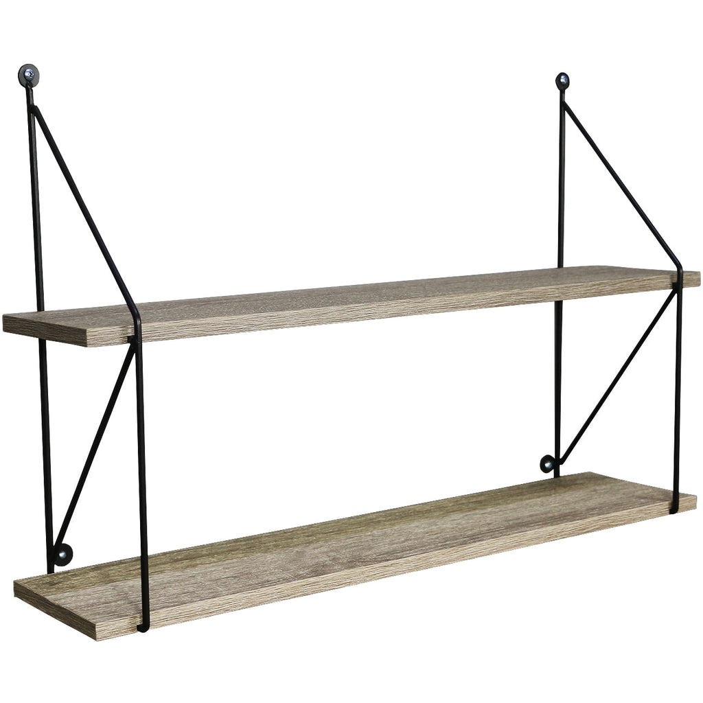 Sorbus Floating Shelf with Metal Brackets, 24"L x 6" W x 16" H Wall Mounted Rustic Wood Wall Storage