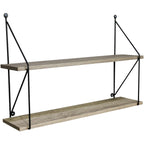 Sorbus Floating Shelf with Metal Brackets, 24"L x 6" W x 16" H Wall Mounted Rustic Wood Wall Storage