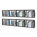 2x Floating Shelf Wall Mount CD DVD Rack Rectangular CD Rack Media Storage Organizer Shelves Large Black