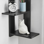 Danya B. Alvar Corner 4-Tier Floating Ledge Column Wall Shelf - Black