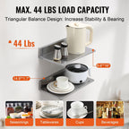 Wall-Mounted Stainless Steel Floating Shelf, 430 Stainless Steel, 44 lbs Capacity, L-Shape Design, for Kitchen Bedroom Garage