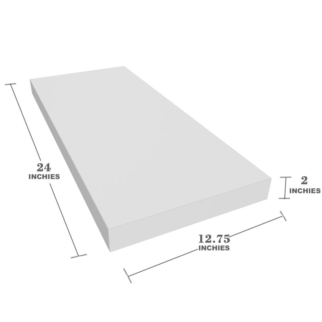 LANDMOK 12.7 Inch Deep Floating Shelf, 24 x12 Inch Large Wall Mounted Shelf for Kitchen, Bathroom, Living Room, White (2 Pack)