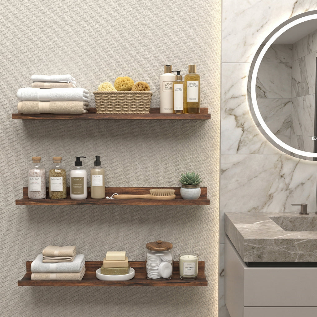 36 inch Floating Shelves Wall Mounted Set of 3, Rustic Large Wall Shelves Picture Ledge Shelf for Bedroom Living Room Bathroom Kitchen
