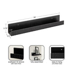 Kate and Laurel Furrow Modern Wood Photo Display Ledges, Set of 2, 24 Inches, Black, Scalloped Floating Picture Ledge Shelf Set with Lip for Use as Dorm Book Shelves or Gallery Wall Decor