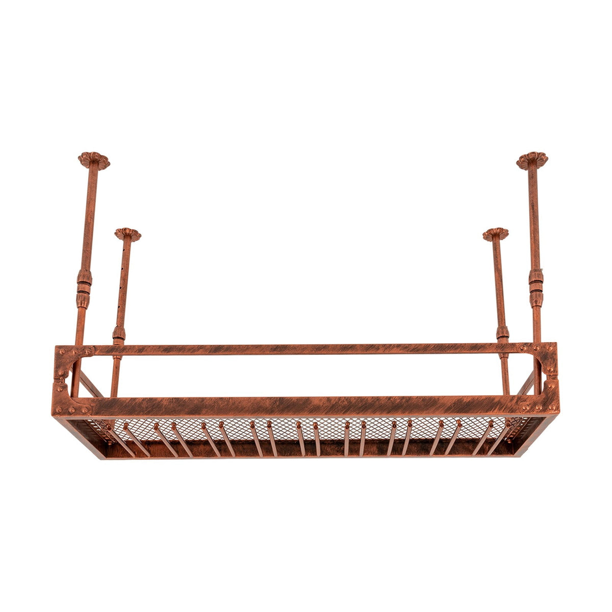 ToppiJoy Industrial Vintage Bar Floating Shelf, Ceiling Mounted Hanging Wine Bottle Holder, Shelf Champagne Glass Rack, for Bar Home (Bronze)