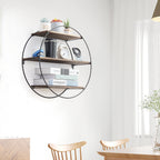 LUVODI 3 Tiers Round Wall Mounted Floating Shelf Wood Rustic for Bathroom Bedroom Living Room Decor