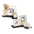 Furinno Rossi Wall Mounted Corner L-Shape Floating Display Shelves, Espresso, Set of 2