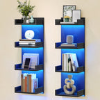 HOOBRO Vertical 4-Tier LED Floating Wall Shelves, Black