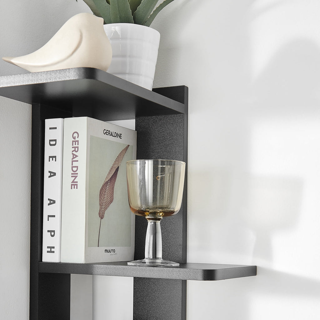 Danya B. Alvar Corner 4-Tier Floating Ledge Column Wall Shelf - Black