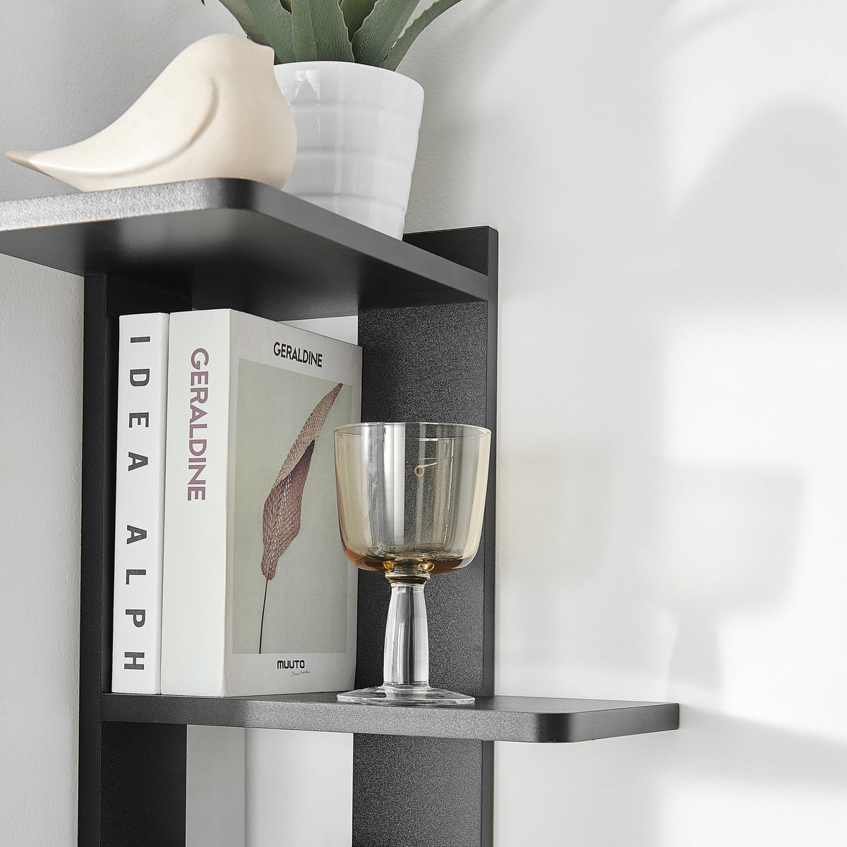 Danya B. Alvar Corner 4-Tier Floating Ledge Column Wall Shelf - Black