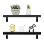 Danya B. Decorative 24" Floating Wall Décor Display Ledge Shelves – (Set of 2) - Black