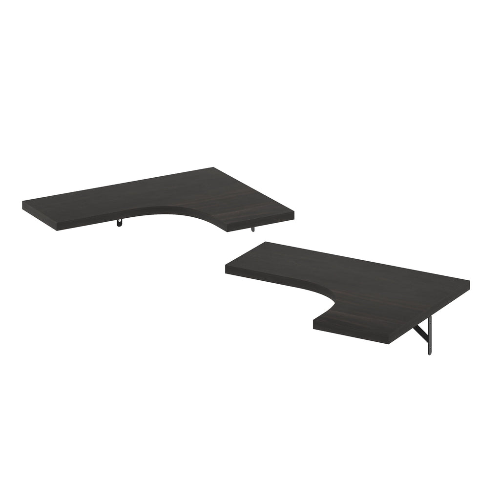 Furinno Rossi Wall Mounted Corner L-Shape Floating Display Shelves, Espresso, Set of 2