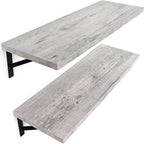 Under.Stated Floating Wall Shelves, 24” Wall Mounted Hanging Shelf Set for Living Room, Office, Kitchen, Bathroom &, Perfect Home Room Wall Decor, Designed with Rustic Pattern – (Whitewash)