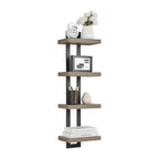 Danya B. 4-Tier Ladder Bracket Floating Wall Shelves - Black Metal and Walnut Finish