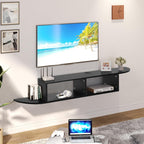 Floating TV Stand, 55" Floating TV Shelf with Storage, Floating Entertainment Center Wall Shelf for Living Room, Floating Shelf for Under TV, Bedroom, Walnu