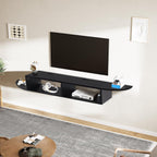 Floating TV Stand, 55" Floating TV Shelf with Storage, Floating Entertainment Center Wall Shelf for Living Room, Floating Shelf for Under TV, Bedroom, Walnu