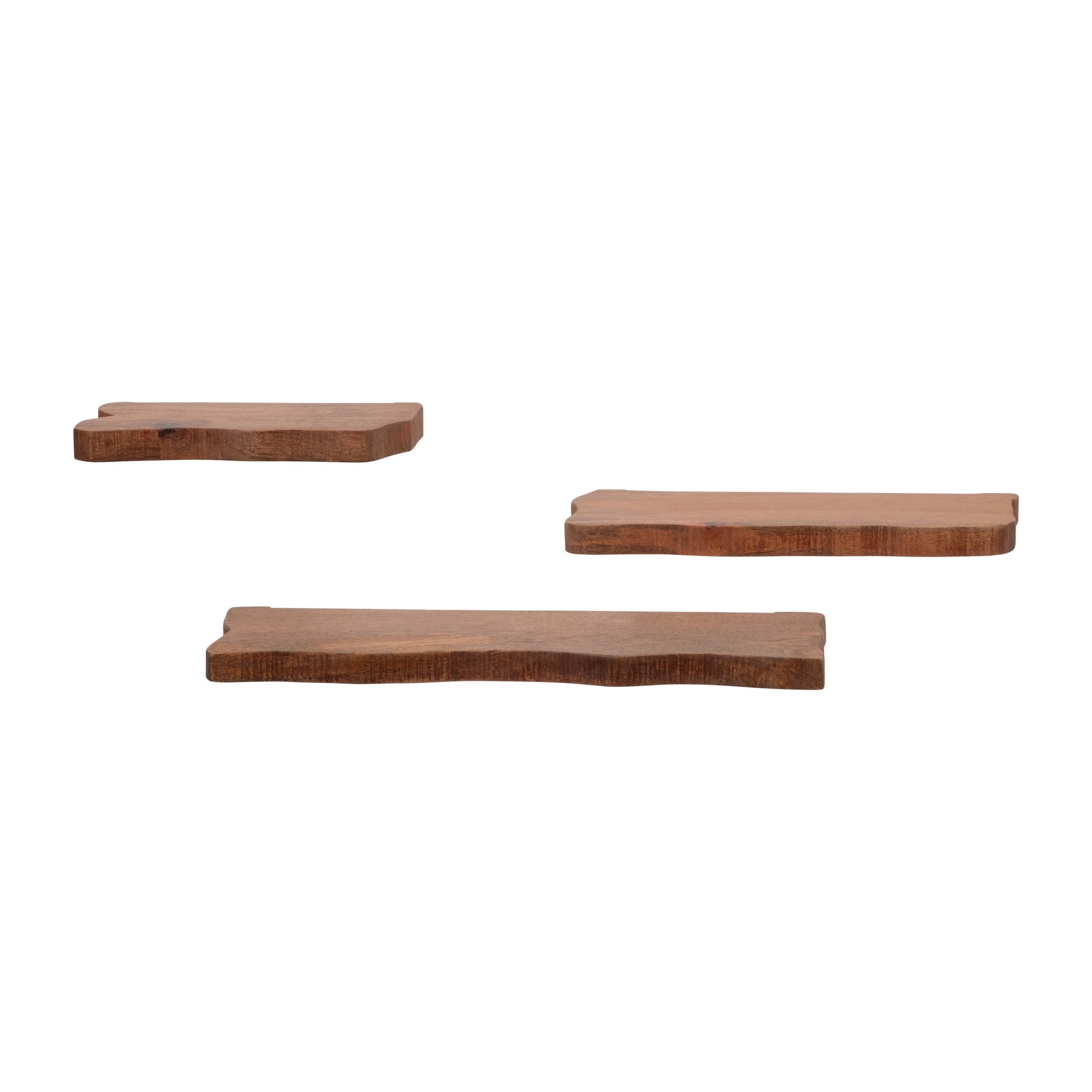 Mango Wood Floating Shelves for Living Room Decor - Modern Wall Display for Entryway - Storage Shelves for Bedroom - Set of 3, 18", Brown