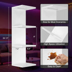 4-Tier Wall Shelf with 10 Rgb Lighting Modes, Multifunctional Wall Mounted Vertical Display Floating Shelf for Bedroom Living Room Vanity, White