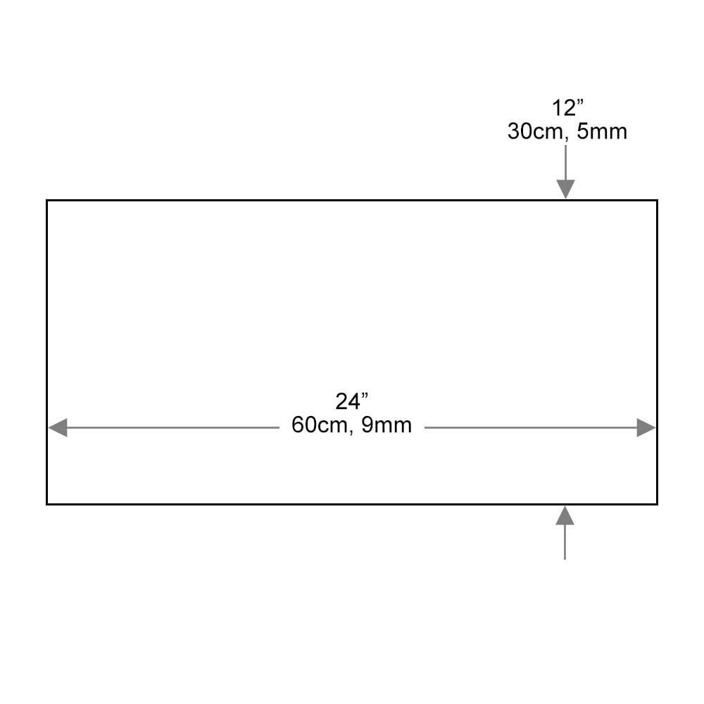 Dulles Glass 12x24" Floating Glass Shelf, 1/4" Tempered, Flat Polish, Shelf Only, Bathroom