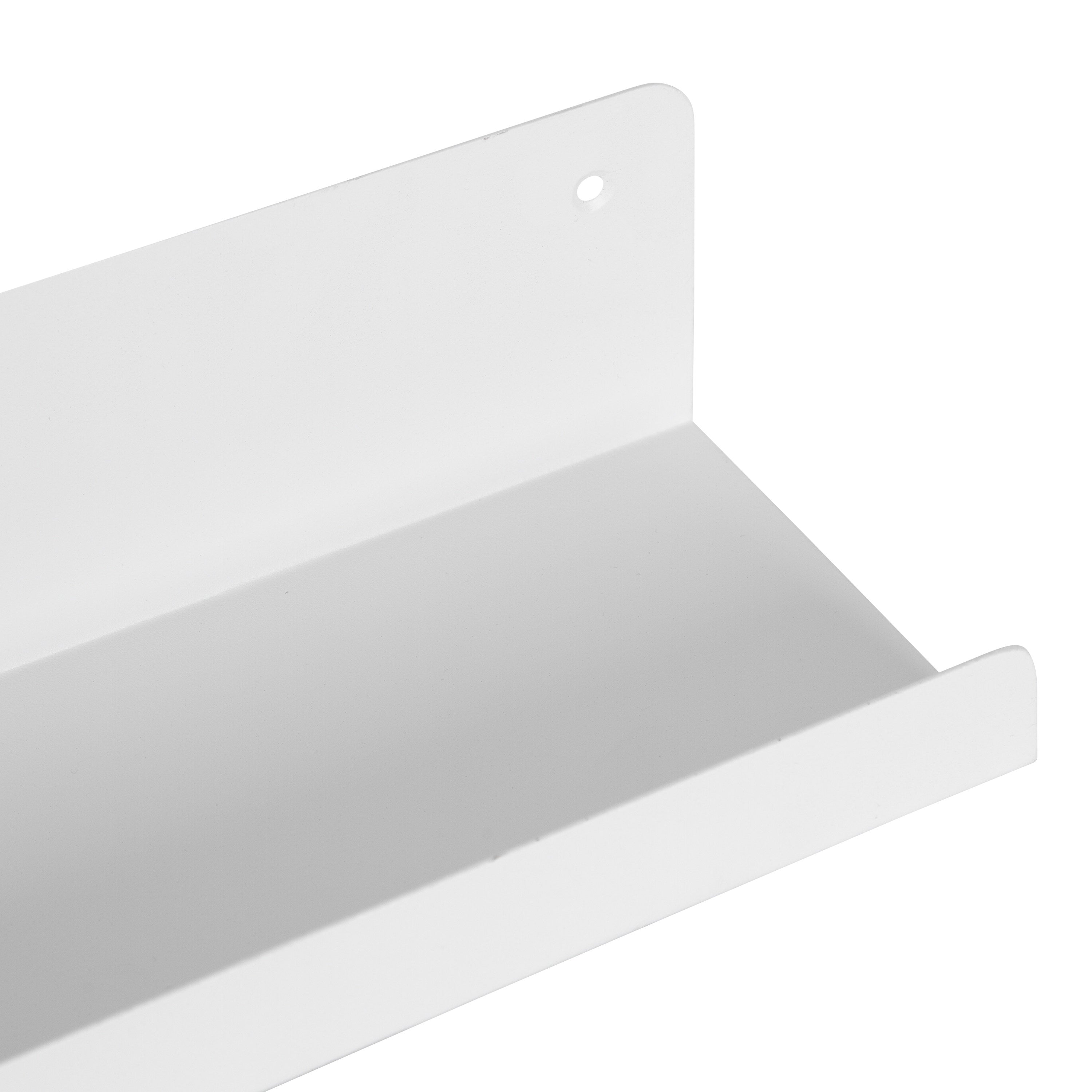 Kate and Laurel Mezzo Modern Metal Floating Shelves, Set of 2, 24, White, Photo Display Ledge