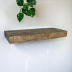 Posh Pollen - Hollow Floating Shelf, Hidden Bracket, Mango Wood, Heavy Duty, Wall Mounted Shelf, 48Wx12D, Light Wash