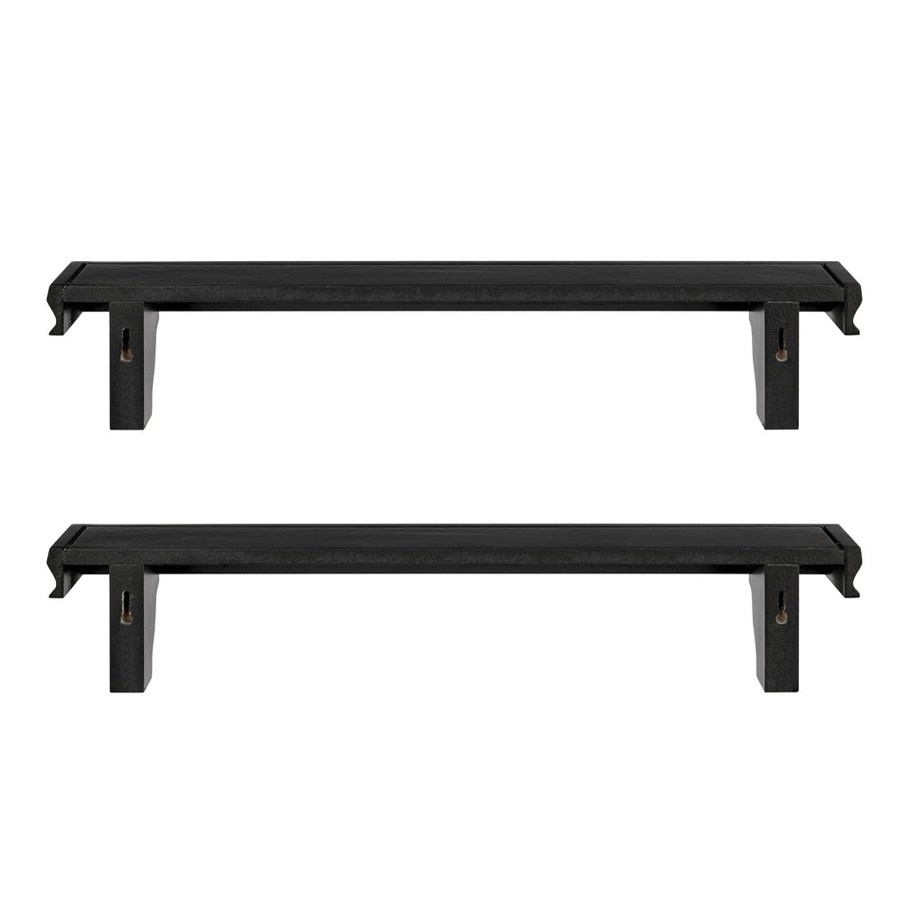 Danya B. Decorative 24" Floating Wall Décor Display Ledge Shelves – (Set of 2) - Black