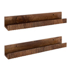 Kate and Laurel Furrow Modern Wood Photo Display Ledges, Set of 2, 24 Inches, Walnut Brown, Scalloped Floating Picture Ledge Shelf Set with Lip for Use as Nursery Book Shelves or Gallery Wall Decor