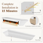 Curoee Fireplace Mantel 60 inch, White Floating Shelf for Wall with Hidden Bracket,White