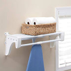 ez shelf diy expandable closet shelf & rod - 19.5? - 29" - white - mounts to back wall (floating) with 2 end brackets -easy to install-strong-wire shelving alternative-rod & shelf