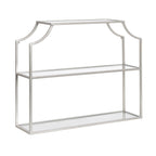 Kate and Laurel Ciel Modern Glam Wide Two-Tier Wall Shelf, 24 x 20, Silver, Tiered Bathroom Shelves for Over the Toilet Storage or Bedroom Makeup Organizer