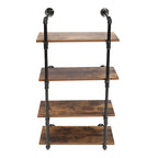 Industrial Pipe Shelving Wall Mounted Rustic Metal Floating Shelves, Steampunk Real Wood Book Shelves For A Living Room, Supermarket, Bedroom