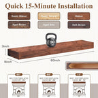 Kincubow Fireplace Mantel Shelf, Solid Pine Wood Wall Mounted Floating Mantel Shelf, 60 Inch, Rustic Farmhouse Style