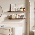 Fairy 4pcs Floating Shelves for Wall, 22.5in Bathroom Kitchen Shelves for Farmhouse Decor, Rustic Brown