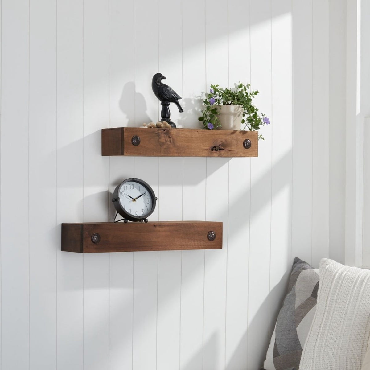 DRAKESTONE Farmhouse Floating Shelf w/ Clavos, 2-Pack - Walnut