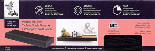 "HIGH & MIGHTY 515602, Tool Free Floating Shelf, 15 LB Limit, 18", Black"
